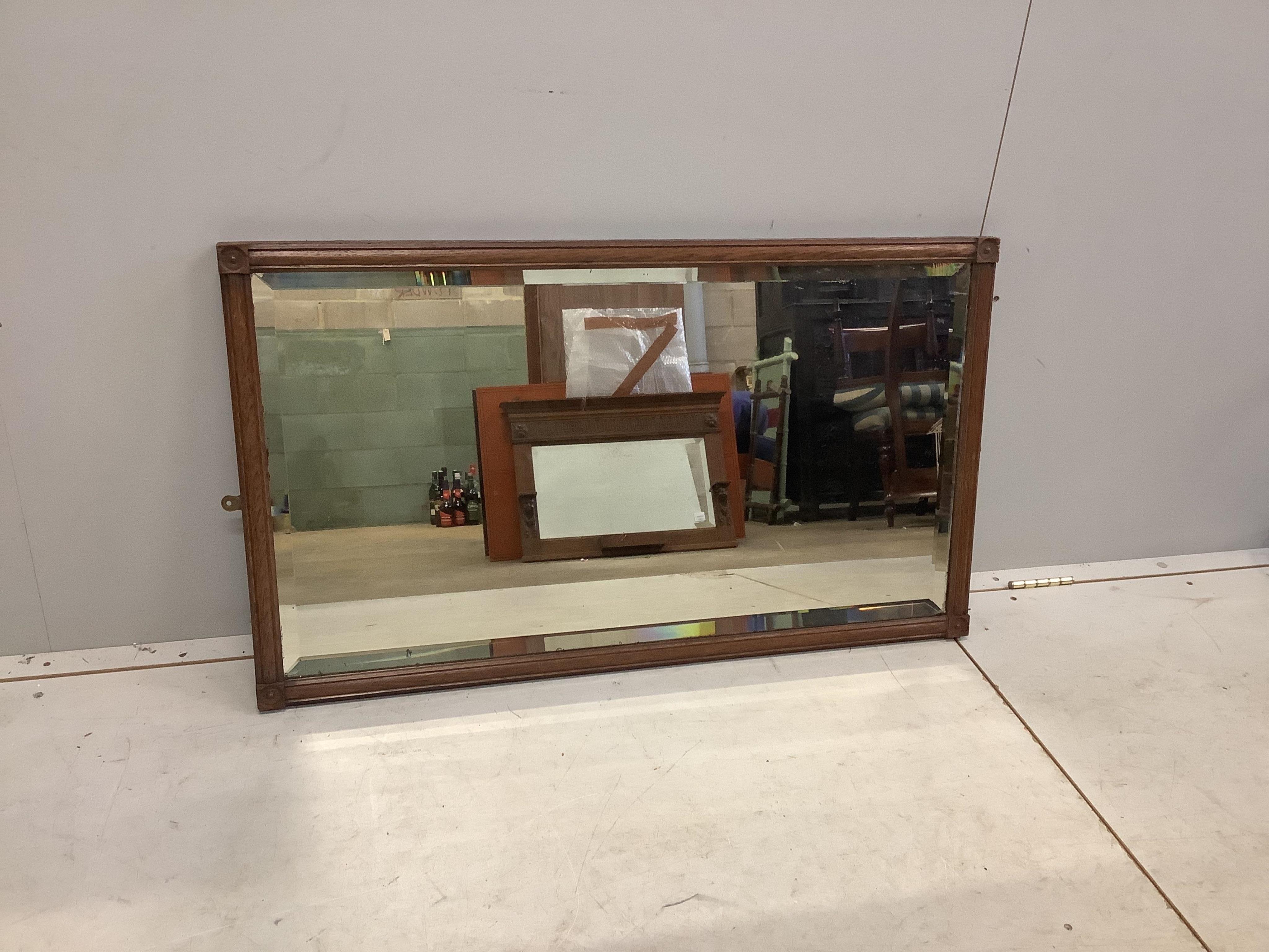 Three Victorian and later rectangular wall mirrors, largest width 76cm, height 100cm. Condition - fair to good